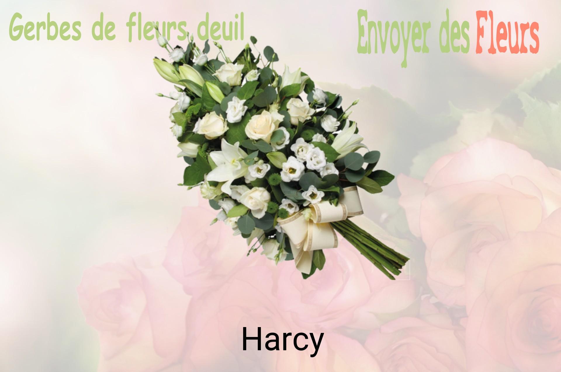 Gerbe de fleurs de deuil livrée à Harcy